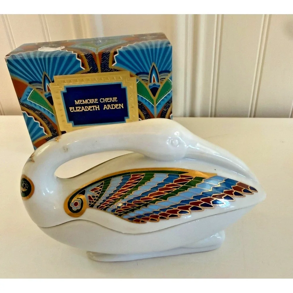 Vintage Elizabeth Arden Memoire Cherie Bird Trinket Box‎ Treasures Japan Boxed
